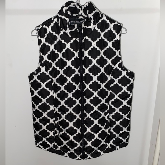 jason maxwell Jackets & Blazers - Black and White Fancy Pattern Vest